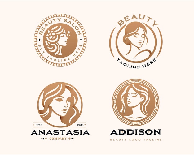 Vecteur design de logo de salon de beauté féminin vectoriel pour une entreprise