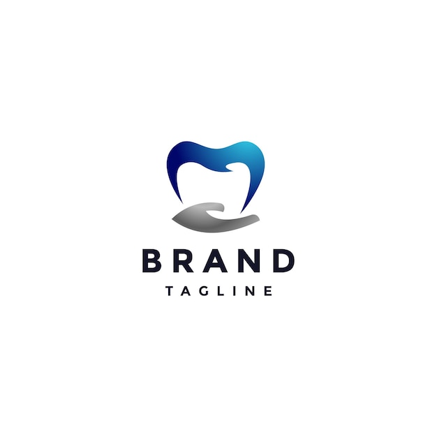 Design de logo de soins dentaires minimalistes Silhouette du geste de la main portant les dents Design de logo
