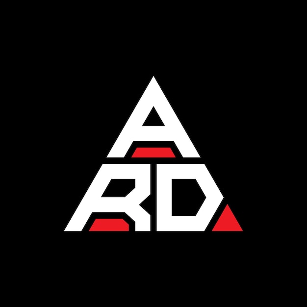 Vecteur design de logo triangulaire ard avec forme triangulaire monogramme ard triangle vectoriel modèle de logo ard avec couleur rouge logo triangulaire simple élégant et luxueux