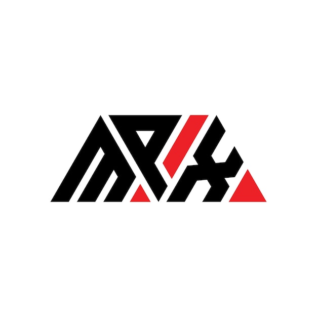 Design de logo triangulaire avec forme de triangle Design de logo de triangle MPX monogramme modèle de logo vectoriel triangulaire MPX avec couleur rouge Logo triangulaire simple élégant et luxueux Logo MPX