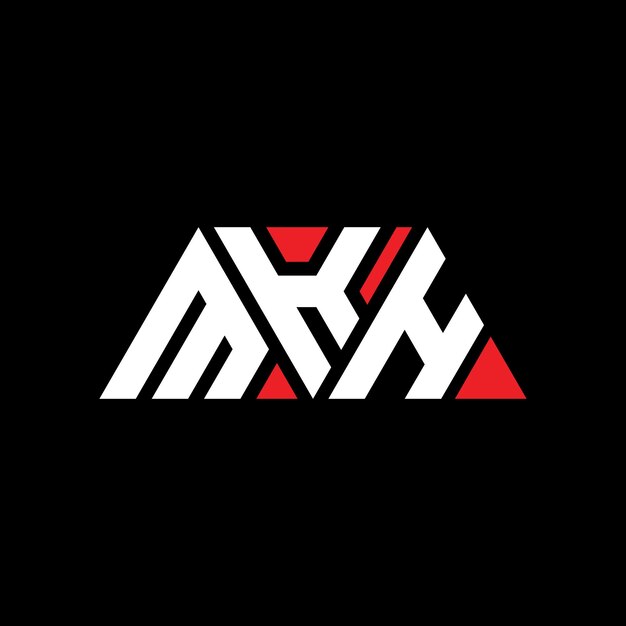 Design de logo triangulaire MKH avec forme de triangle Design de logo de triangle MKH monogramme modèle de logo vectoriel triangulaire MkH avec couleur rouge Logo triangulaire Simple Elegant et luxueux Logo MKH