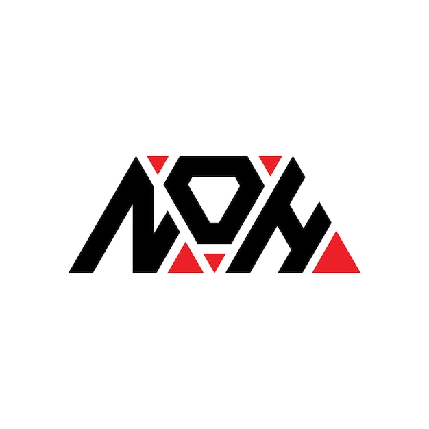 Vecteur design de logo triangulaire noh avec forme de triangle noh design de logo triangle monogramme noh modèle de logo vectoriel triangulaire avec couleur rouge noh logo triangular simple elegant et luxueux logo noh