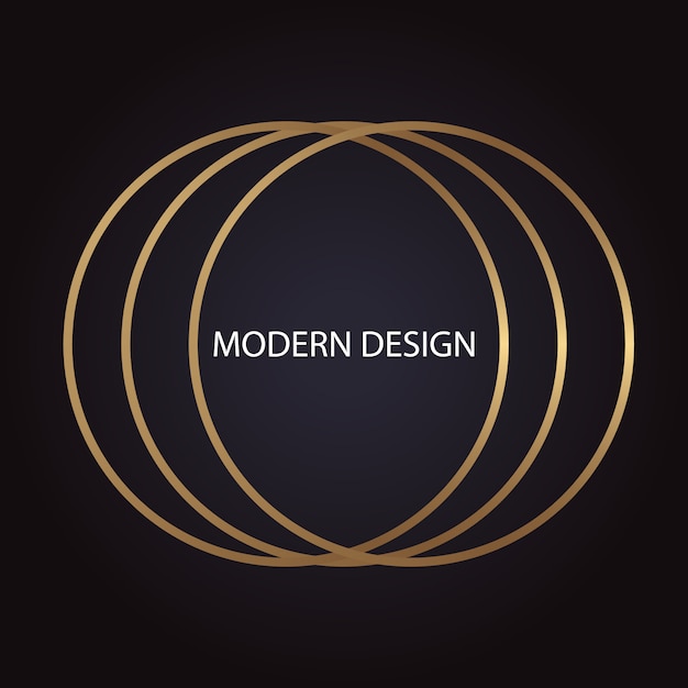 Vecteur design de luxe moderne géométrique abstrait avec anneaux dorés sur fond sombre