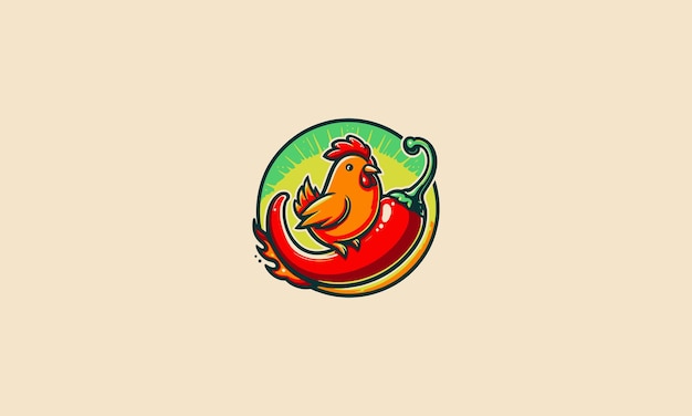 Vecteur design de mascotte avec illustration vectorielle de poulet au piment