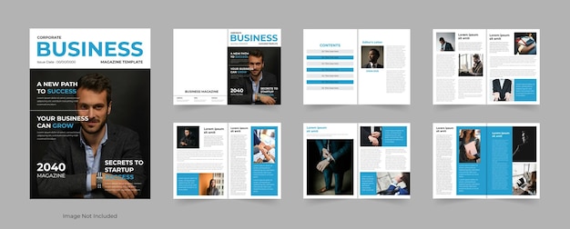 Vecteur design de mise en page du magazine d'affaires d'entreprise 12 pages de design