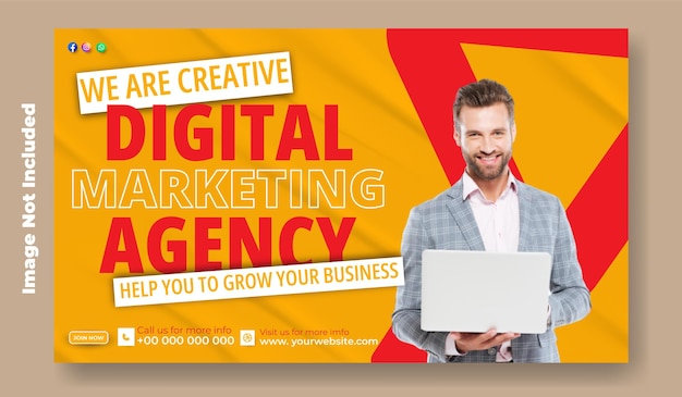 Design de modèle de bannière web de marketing numérique