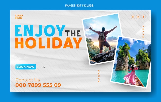 Design de modèle de bannière web promotionnelle pour les annonces de voyage
