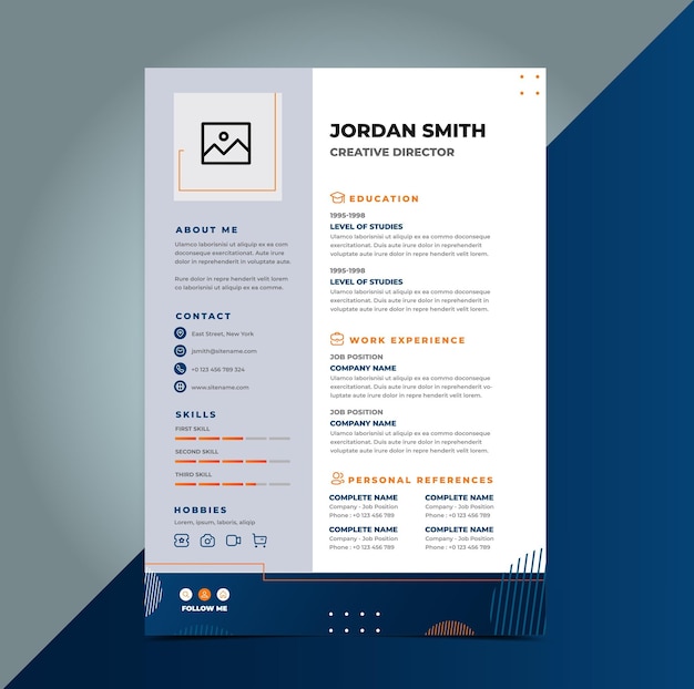 Design de modèle de CV professionnel et vecteur de lettre d'accompagnement à l'en-tête minimaliste