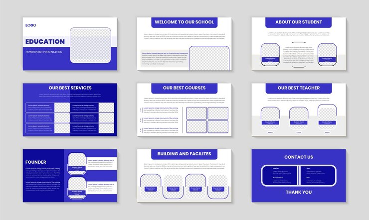 Design de modèle de diapositives de présentation PowerPoint pour l'éducation avec un bon design d'arrière-plan pédagogique