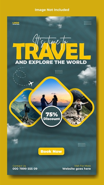 Design de modèle d'histoire promotionnelle pour les publicités de voyages