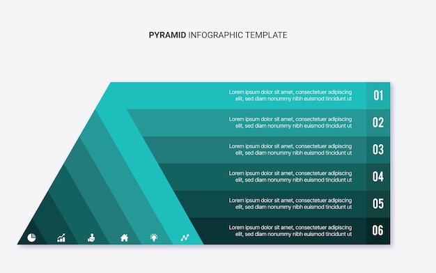 Vecteur design de modèle d'infographie de hiérarchie pyramidale avec 6 couches