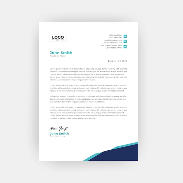 Design de modèle d'en-tête de lettre simple et créatif