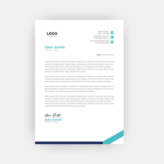 Design de modèle d'en-tête de lettre simple et créatif