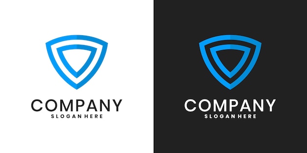 Design moderne du logo du bouclier avec un style linéaire