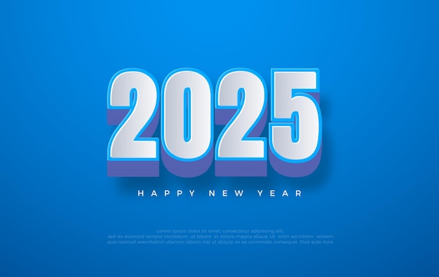 Design de la nouvelle année avec le numéro 2025 3D bleu élégant Design vectoriel premium pour les salutations et la célébration de la bonne année 2025