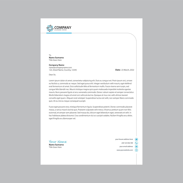 Design de papier à en-tête d'entreprise professionnel et moderne