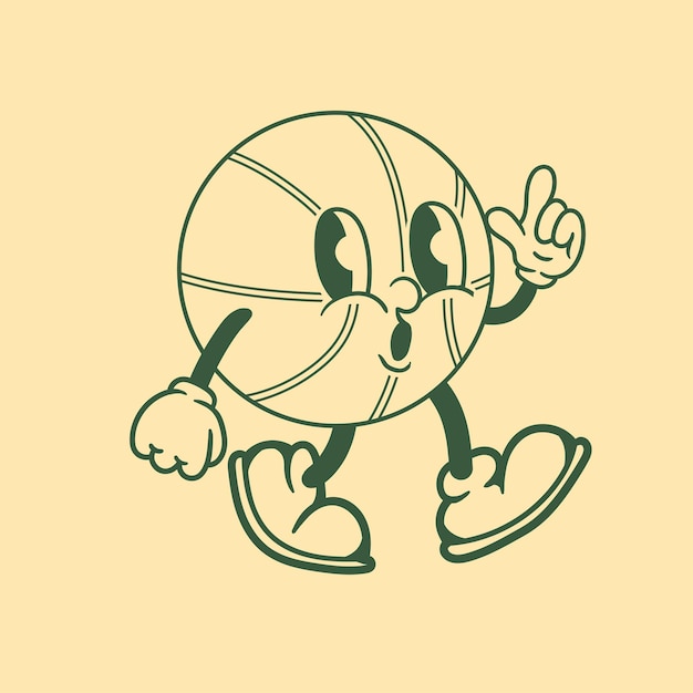 Design de personnage vintage de basket-ball