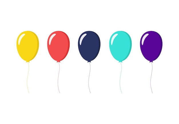 Design Plat De Ballons Colorés Sur Fond Blanc Illustration Vectorielle