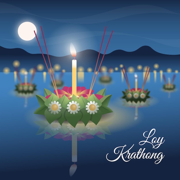 Vecteur design plat concept loy krathong