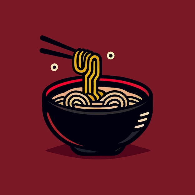 Design plat de délicieuses nouilles ramen dans un bol