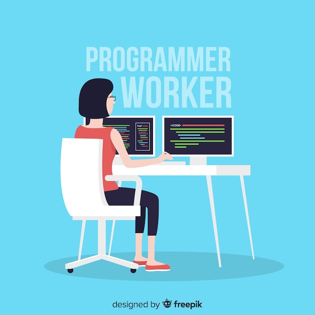 Design plat femme programmeur travaillant