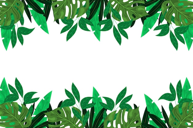 Vecteur design plat de fond de feuilles vertes exotiques