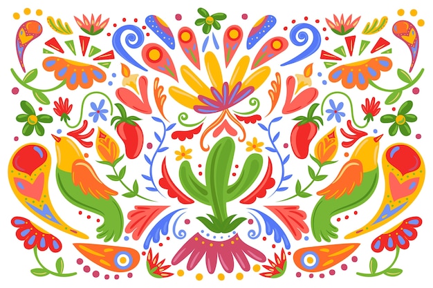 Design Plat Fond Mexicain Coloré