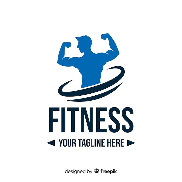 Vecteur design plat de garçon silhouette fitness logo