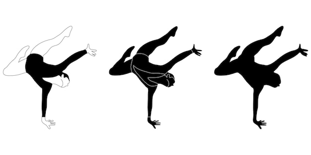 Design Plat Gymnaste Gym Fille Silhouette Illustration Gymnastique Vecteur Isolé