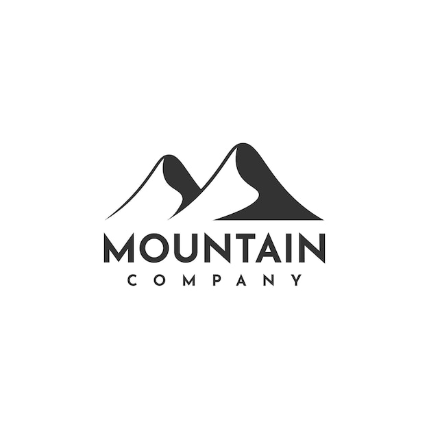 Design plat de logo de montagne