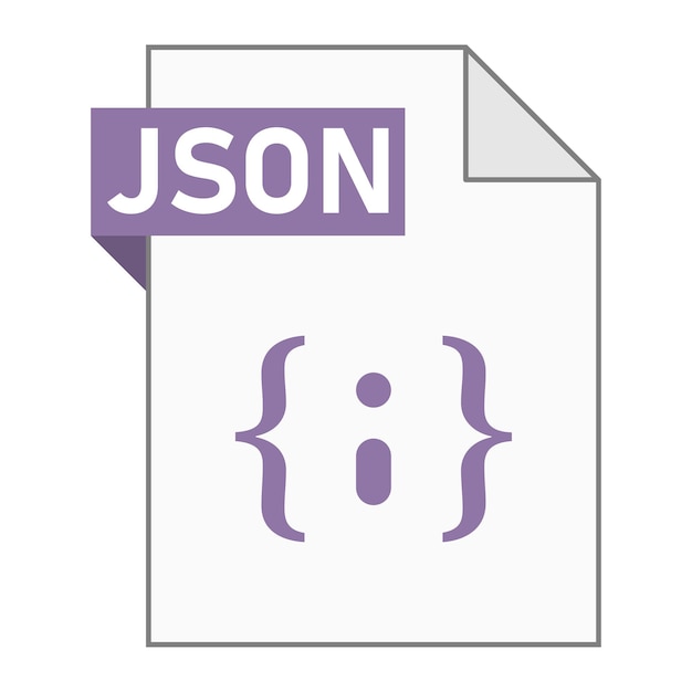 Design plat moderne de l'icône de fichier JSON pour le web