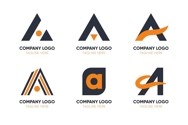 Vecteur design plat un pack de modèles de logo