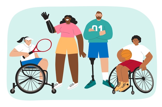 Design plat personnes handicapées illustrées