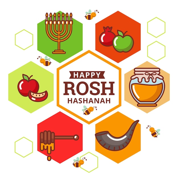 Design Plat Rosh Hashanah Concept