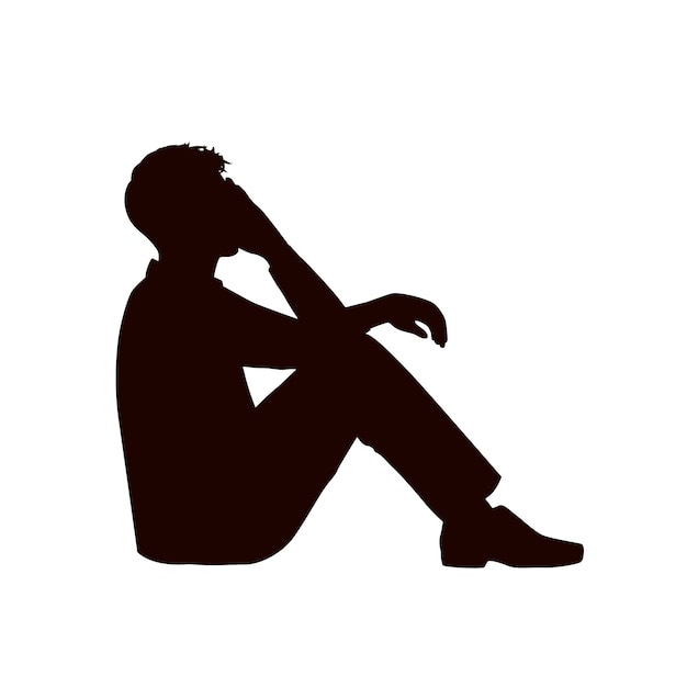 Design plat silhouette de personne triste