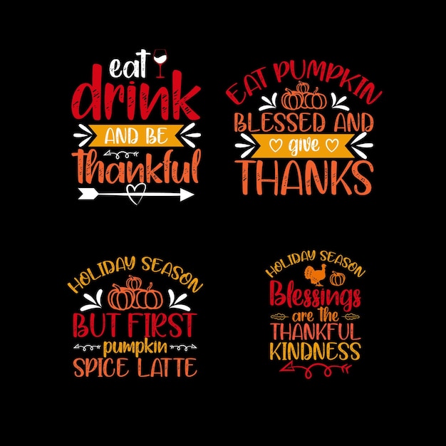 Vecteur design plat t-shirt de thanksgiving thanksgiving joyeux t-shirt de typographie de thanksgiving