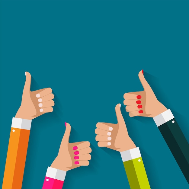 Design plat Thumbs Up fond. Illustration vectorielle
