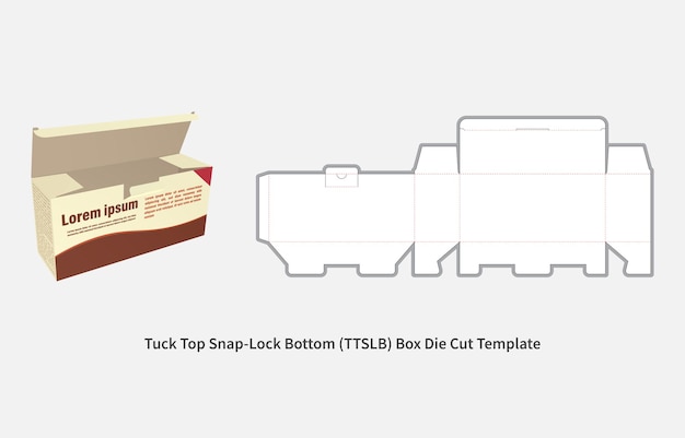 Design Plat Tuck Top Snap Lock Bottom Box Gabarit De Découpe