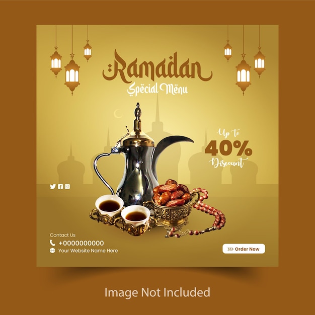 Design de post sur les médias sociaux sur la nourriture du Ramadan