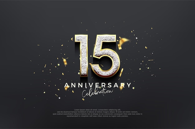 Design simple et élégant Célébration du 15e anniversaire avec des numéros brillants luxueux Arrière-plan vectoriel premium pour les salutations et les célébrations