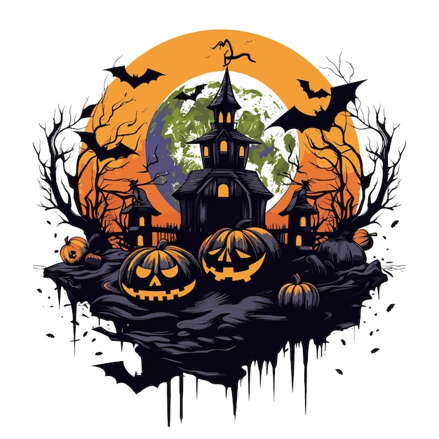 Vecteur design de t-shirt ou d'affiche avec une illustration sur le thème d'halloween