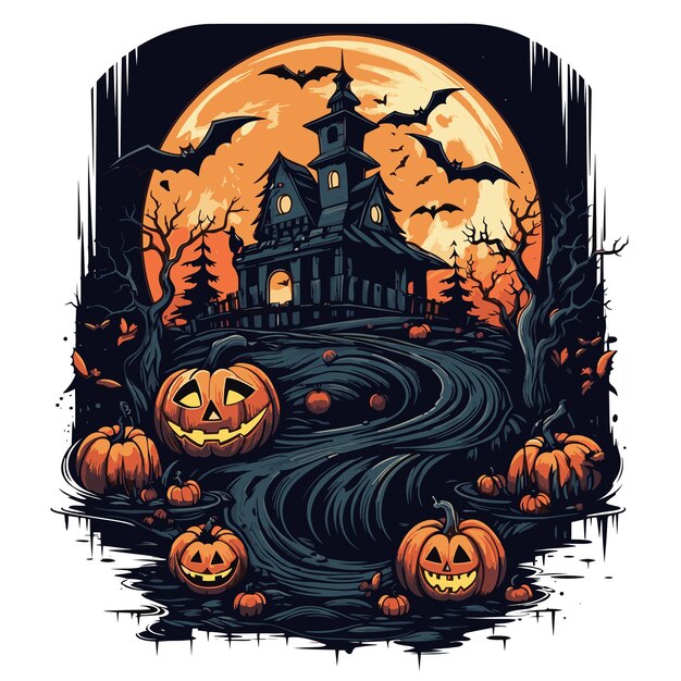 Design de T-shirt ou d'affiche avec une illustration sur le thème d'Halloween