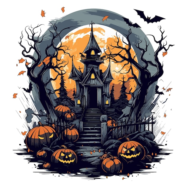 Vecteur design de t-shirt ou d'affiche avec une illustration sur le thème d'halloween