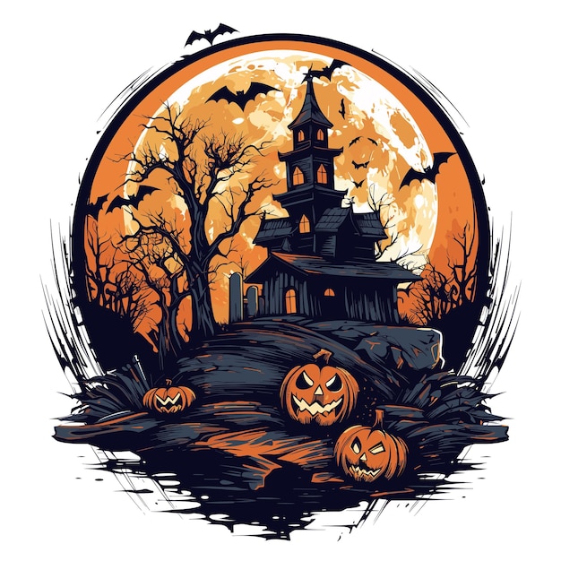 Vecteur design de t-shirt ou d'affiche avec une illustration sur le thème d'halloween