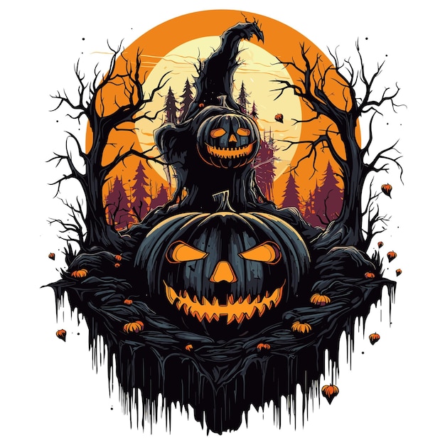 Vecteur design de t-shirt ou d'affiche avec une illustration sur le thème d'halloween