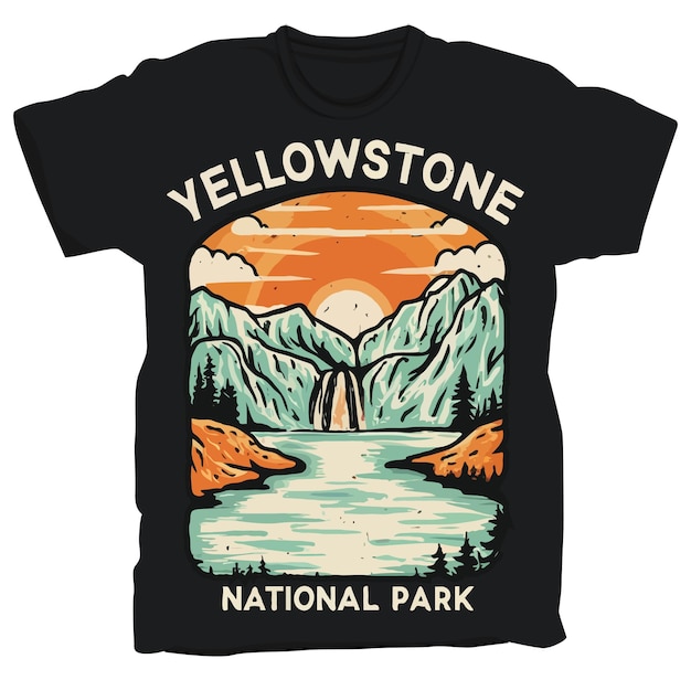 Vecteur design de t-shirt du parc national de yellowstone description vectorielle d'un autocollant du parc national des états-unis