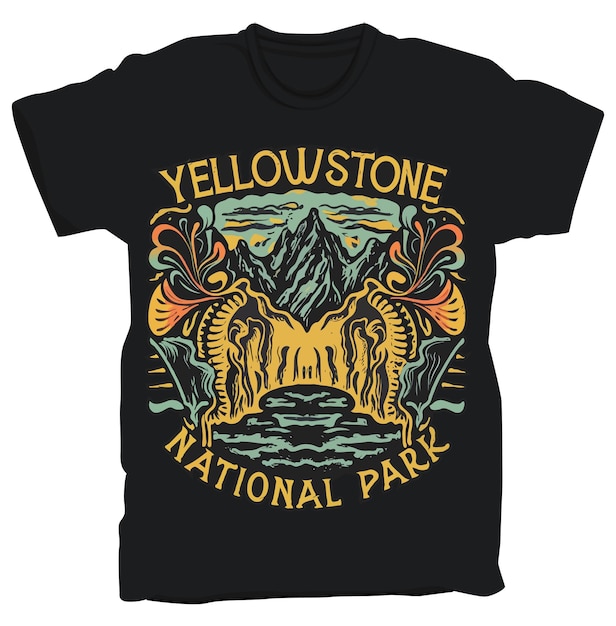 Vecteur design de t-shirt du parc national de yellowstone états-unis autocollant du parc national illustration vectorielle des