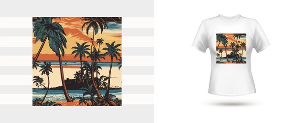 Design de T-shirt d'été avec illustration
