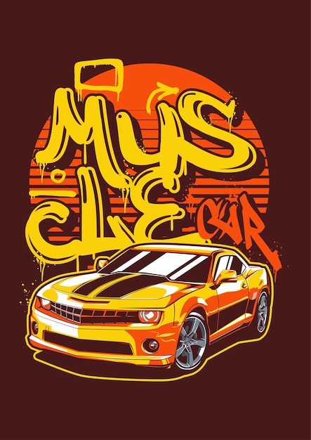 Vecteur design de t-shirt de muscle car vectoriel avec une illustration de muscle car utilisant le style urbain