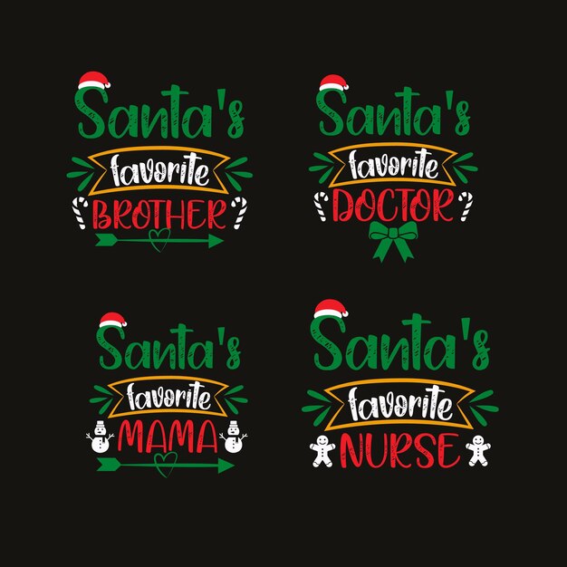 Vecteur design de t-shirt de noël set de design de t-shirts de noël ensemble de design de t-shirt de noël noël